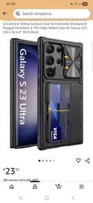 Vihibii for Samsung Galaxy S23 Ultra Case with Card Holder (4 Cards) & Sliding Camera Cover & Kickstand, Shockproof Rugged Hard Back & TPU Edge Wallet Case for Galaxy S23 Ultra 5G 6.8" 2023 Black