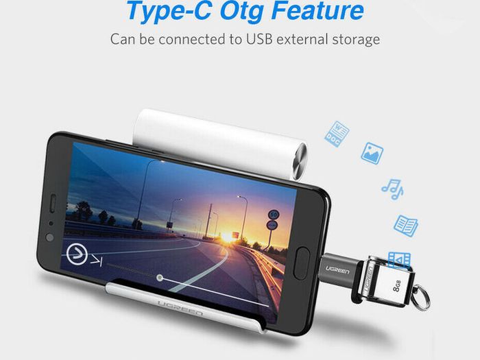 2 X Ugreen Aluminum Alloy OTG Micro USB (Female) to USB-C (Male) QC 3.0/2.0 Charger & Sync Convertor Adapter with Key Chain (Brand New/Warranty)