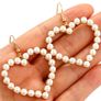 Women's earrings, pearl gold hearts Image 4