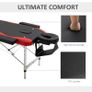 Foldable Portable Massage Table, Professional Spa Bed with Headrest, Adjustable Height, Aluminium Frame, Black and Red Image 3