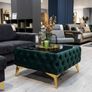 Chesterfield coffee table with glass 63x63x45cm Image 3
