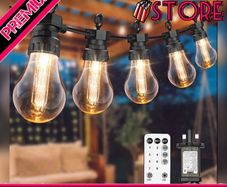 15M/49FT Romote Control Outdoor String lights Mains Powered with 25LED Shatterproof Bulbs, 8 Modes Waterproof Garden String Lights for Indoor Outside Wedding Patio Party (FREE POSTAGE)