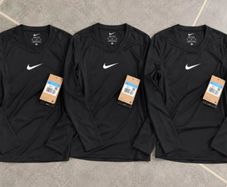 Lot of 3 black long-sleeve Nike Dri FIT base layers