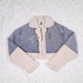 Pretty Little Thing Blue Cream Denim Sherpa Borg Aviator Cropped Jacket 8UK/36EU Image 3
