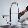 Swivel Pull Out Spray Taps Mixer Kitchen Sink Mixing Tap Spring Neck Chrome Image 3