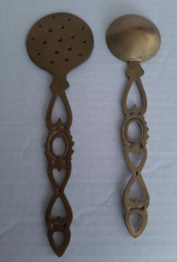 2 vintage brass spoon/strainer