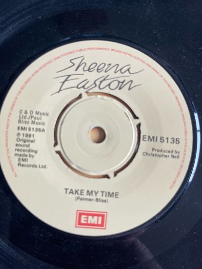 Sheena Easton. Take my time picture sleeve vinyl record single in vg+ condition