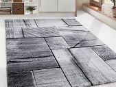 Contemporary Design Wood Effect Short Pile Rug, Black/Grey Mottled, 5 Sizes, Living Room, Guest Room, Hallway, Bedrooms, Kitchen, Runner, 120x170 cm