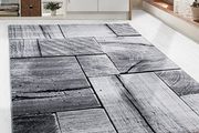 Contemporary Design Wood Effect Short Pile Rug, Black/Grey Mottled, 5 Sizes, Living Room, Guest Room, Hallway, Bedrooms, Kitchen, Runner, 120x170 cm