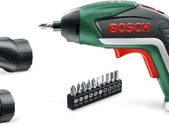 Cordless Screwdriver IXO V Set (3.6 Volt, angle adapter, off-set angle adapter, 10 screwdriver bits, USB charger bits, in metal case)