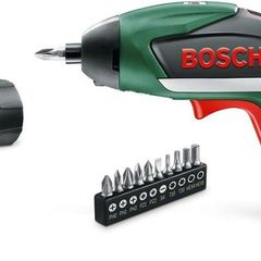 Cordless Screwdriver IXO V Set (3.6 Volt, angle adapter, off-set angle adapter, 10 screwdriver bits, USB charger bits, in metal case)