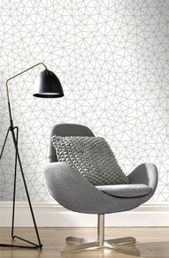 NEW ( 2 rolls) Embossed Glitter Geometrical Lines Wallpaper