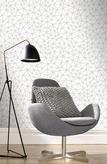 NEW ( 2 rolls) Embossed Glitter Geometrical Lines Wallpaper