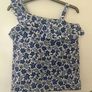 Vintage-Style LC Waikiki Asymmetrical Blue Botanical Ruffle Blouse Image 4