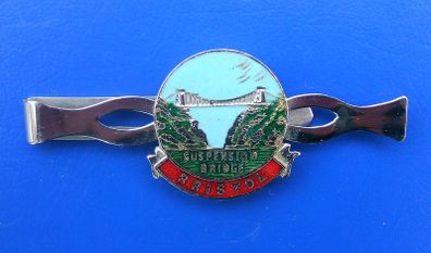 BRISTOL (Clifton Suspension Bridge) - souvenir enamelled money-clip (1960's). Lovely condition & in working order.