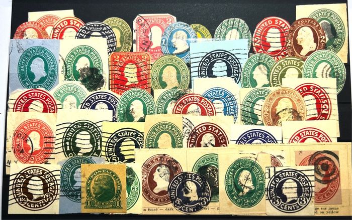 USA Early prepaid stamps from cards and envelopes