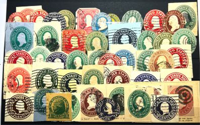 USA Early prepaid stamps from cards and envelopes