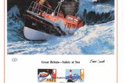 1985 Great Britain Limited Edition Lithographed Print measuring 333mm X 257 showing Safety at Sea Commemorative stamps with First Day of Issue Cancel