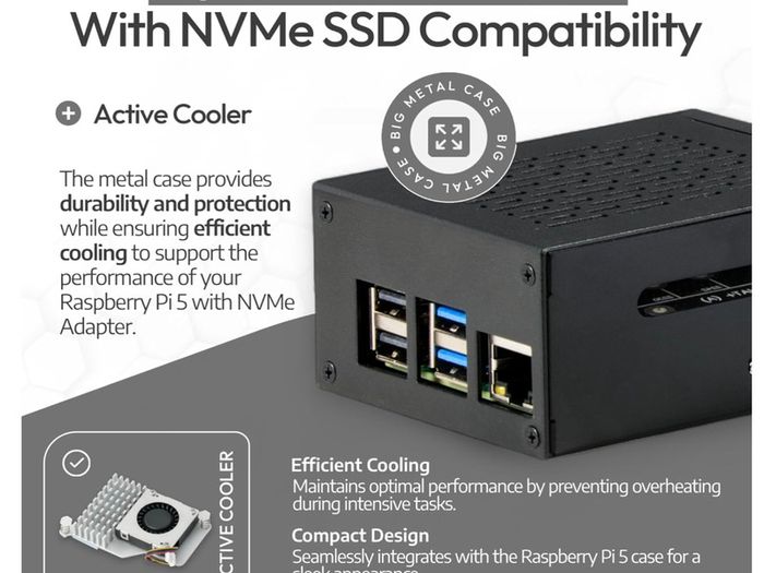 Raspberry Pi 5 8 GB Kit (Metal Case | Active Cooling | M.2 NVMe PCIe SSD | Micro HDMI 4K | ideal for Home Assistant and smart home)