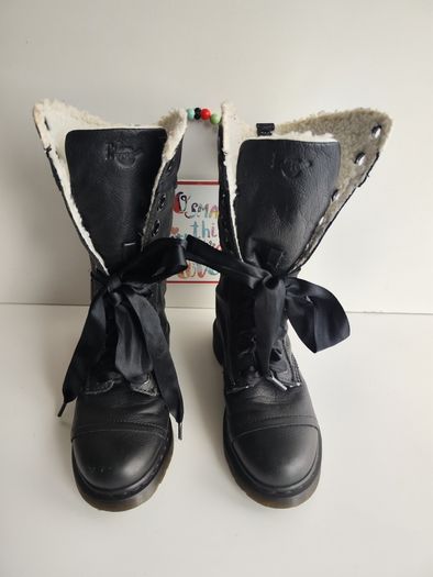 Triumph Aimilita Dr Martens fur fleece lined FL black mid calf boots UK5 EU38