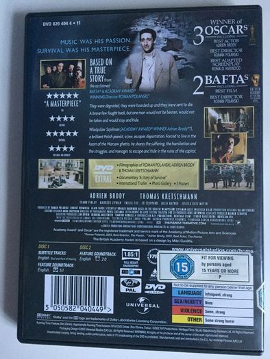 The Pianist (Roman Polanski Film) [2002] Adrien Brody, Thomas Kretschmann, Frank Finlay, Maureen Lipman & Emilia Fox [Movie 2xDVD] Academy Award Winner