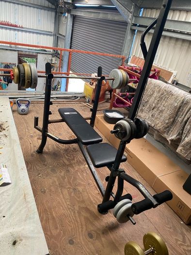 Multi-exercise Bench press with weights and accessories