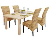Dining Chairs 4 pcs Abaca and Solid Mango Wood
