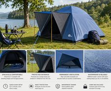 Tent  3  Person Dome Tent Sun Canopy Entrance Ventilation Waterproof 3000mm