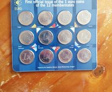Frist Official Issue Of 1 Euro Coins