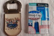 Fridge magnets: Chicago and Niagara Falls with bottle opener
