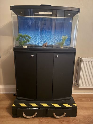 80L Aquarium with Black Cabinet and Accessories