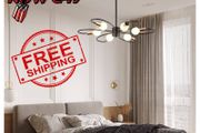 NEW SALE | 6-Light Black Chandeliers, Gold Sputnik Ceiling Light, Vintage Instustrial Metal Pendant Light, Adjustable Height Chandeliers for Living Room Bedroom