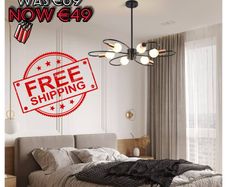 NEW SALE | 6-Light Black Chandeliers, Gold Sputnik Ceiling Light, Vintage Instustrial Metal Pendant Light, Adjustable Height Chandeliers for Living Room Bedroom
