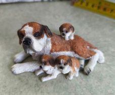 Boxer Dog With 3 Puppies Mother & Pups Figurine