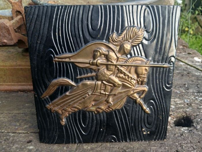 Brass knight plaque