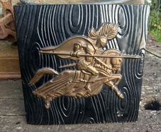 Brass knight plaque