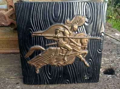 Brass knight plaque