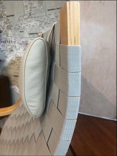 Ltd Ed Vintage Chair with Woven Strap Seat and Leather Headrest