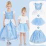 Girls Princess Costume pink and blue, 6 Pieces Image 3