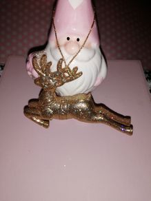 Pair of Gold Shimmering Reindeers