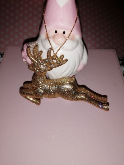 Pair of Gold Shimmering Reindeers