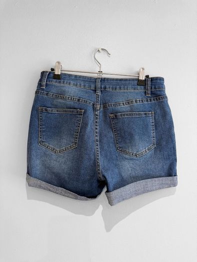 Pre Owned Distressed Turn-Up Denim Shorts