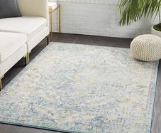 Vintage Rug - Area Rugs Living Room, Bedroom, Kitchen - Traditional Oriental Coloured Boho Rug, Easy Care Medium Pile - Large Rug 120 x 170 cm (FREE POSTAGE)