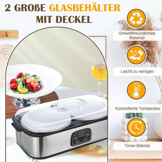 Brand New 2L Yogurt Maker with 2 Jars Temp Control & Timer Multifunction Automatic Greek Yogurt Maker