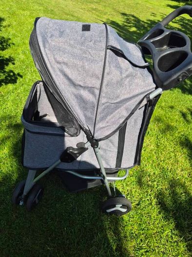 Trixie Grey Dog Buggy Stroller (Quick-Fold, Max 11kg)