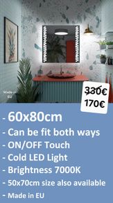 LED Bathroom Mirror 60x80cm Touch Cool Light