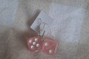 pink dice earrings