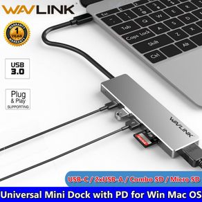 Wavlink USB-C Travel Universal Mini Dock USB Hub & HDMI UHD/4K@30Hz & TF/SD Card Reader & PD Power Adapter (UHP3407) (Brand New/Warranty)