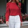 Red Ruched Shoulder Blouse. SIZE 16. New Image 3