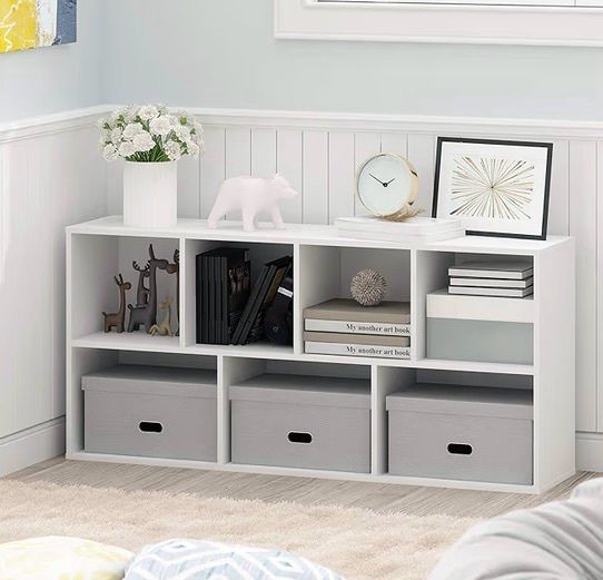 7-Cube Bookshelf, Bookcase, 9.4 x 19.5 x 41.7, for Living Room, Bedroom, Home Office, White